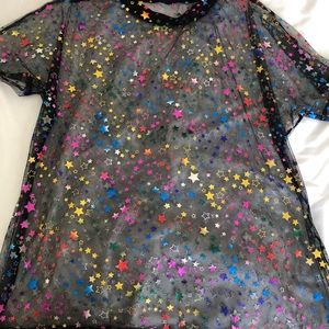 Colorful see-through rainbow star top!